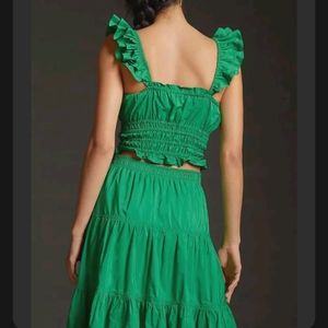 Anthropologie Maeve Green Ruffled Top 4